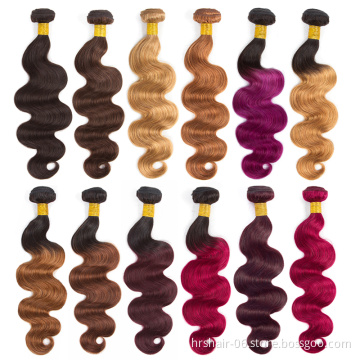 Brazilian Hair Bundles,Black Rose Brazilian Virgin Body Wave Ombre 1b/27# Human Hair Virgin Body Wave Hair Weave Grade